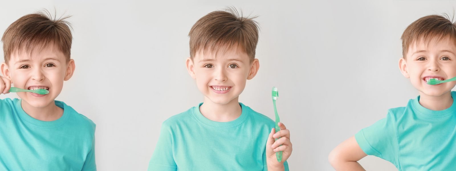 A young patient demonstrating brushing technique